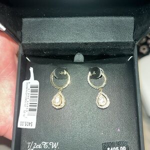 # 792-NWT Kohls brand Sterling Silver/gold Diamond Earrings. 925 stamped back